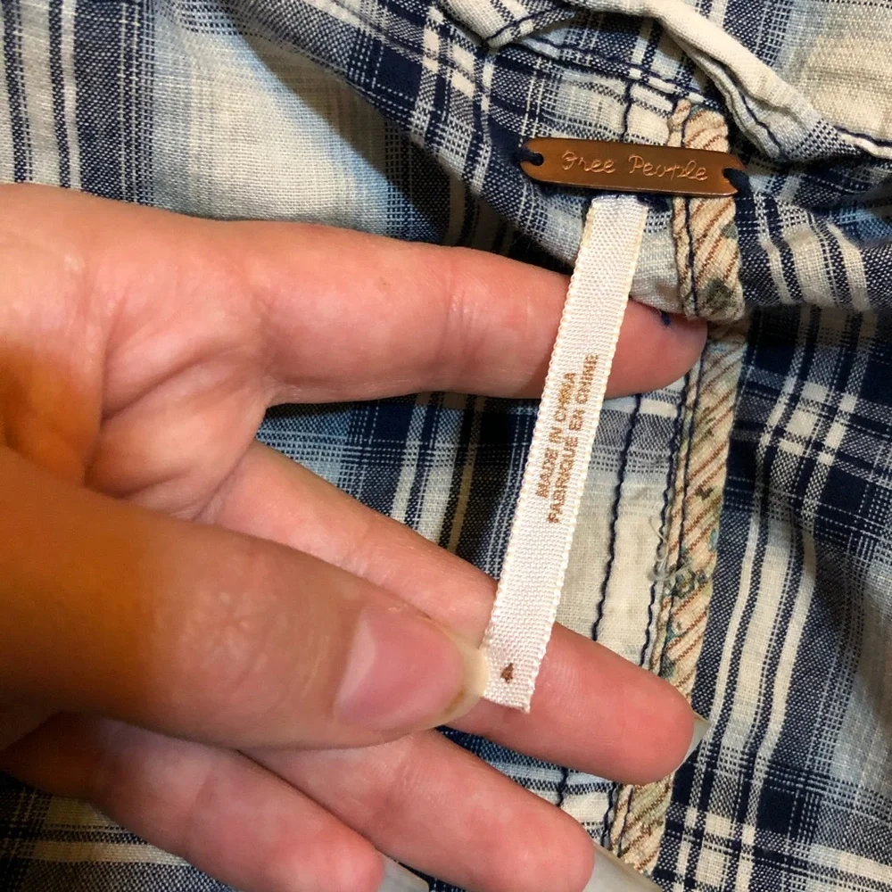 Free people Y2k early 2000s blazer plaid cotton button top